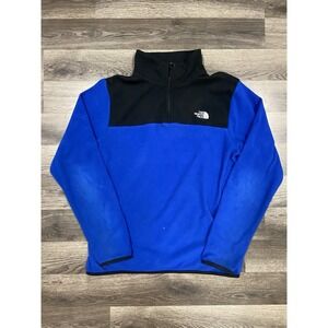 The North Face 1/4 Zip Jacket Size Medium Blue Black Fleece Pullover